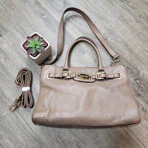 Michael Kors Hamilton Tote Genuine Leather Taupe Mushroom